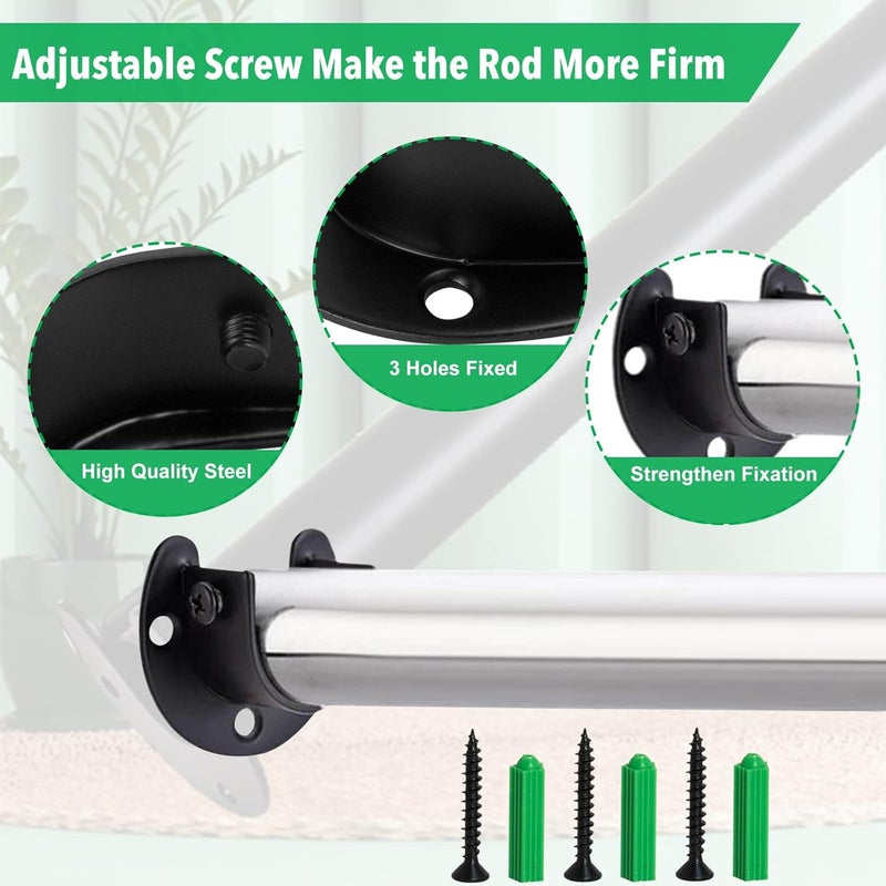 Haikole Closet Rod Bracket 2pcs 1-1/2 Inch Closet Pole Socket,U Shaped Stainless Steel Closet Rod Holders for Closet Shelf Wardrobe Shower Curtain,Black Closet Pole Socket with Screws (Black) - Image 3